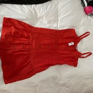 Orange red Loft button down dress (M)